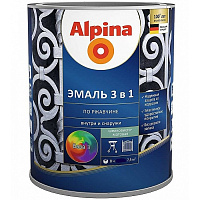 ALPINA Эмаль по ржавчине 3 в 1 База3 шелковисто-матовая 0,64 л / 0,69 кг