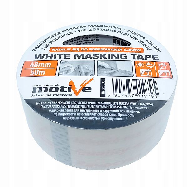Лента малярная белая,  48мм*50м, MOTIVE