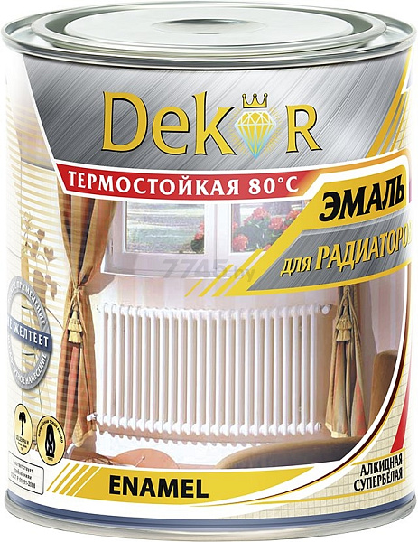 Эмаль алкидная для радиаторов DEKOR  0,8кг, РФ